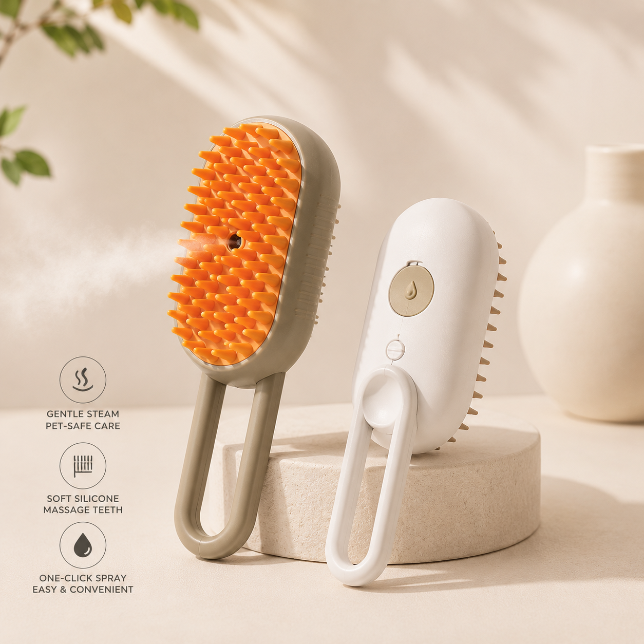 Portapaws™ 3-in-1 Steam Pet Grooming Brush