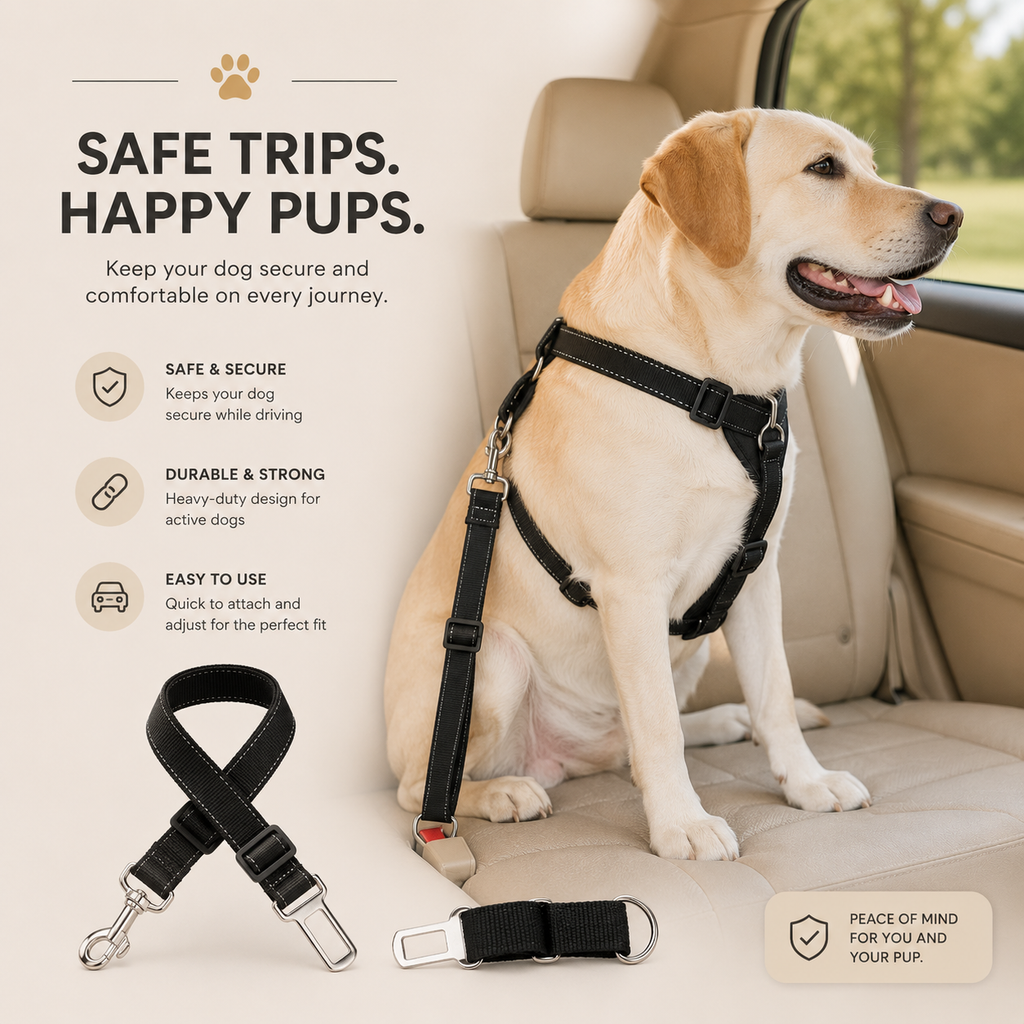 2Pcs Pet Dog Seat Belt Leash Adjustable Pet Dog Cat Safety Leads Harness
